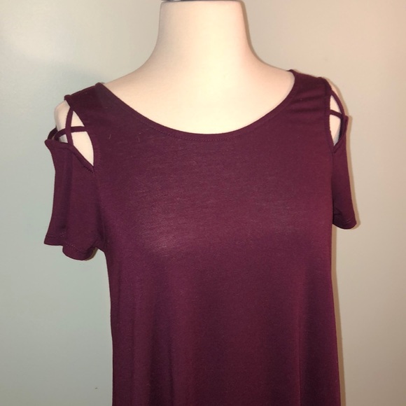 Plum/Wine Dress with Criss-Cross Detail - Picture 4 of 8